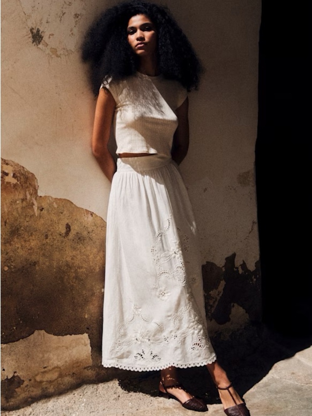 NEW Sezane Noa Skirt in Ecru Embroidery, Size 4